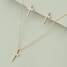 картинка Подвеска+Серьги 'Saiya' Фианит 41 см (позолота 18к (розовая)) от магазина Wolves