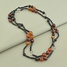 картинка Бусы 'SUNSTONES' Сердолик Лава Агат 110 см от магазина Wolves