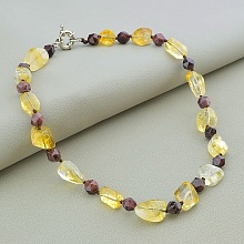 картинка Бусы 'SUNSTONES' Гранат Цитрин 42 см от магазина Wolves