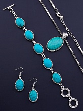 картинка Подвеска+Браслет+Серьги Бирюза 45 см от магазина Wolves
