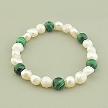 картинка Браслет 'SUNSTONES' Жемчуг Малахит 17 см от магазина Wolves