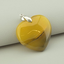 картинка Кулон в форме сердца из коричневого агата 35x35 мм от магазина Wolves