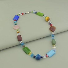 картинка Бусы 'SUNSTONES' Кошачий глаз Агат Чешский хрусталь 53 см от магазина Wolves