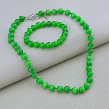 картинка Бусы+Браслет Кошачий глаз 45 см от магазина Wolves