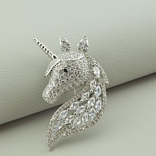 картинка Брошь из медного сплава с фианитом и родиевым покрытием от магазина Wolves