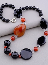 картинка Бусы Агат Сердолик Чешский хрусталь 60 см от магазина Wolves