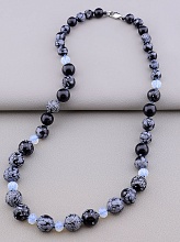 картинка Бусы 'SUNSTONES' Обсидиан Чешский хрусталь 49 см от магазина Wolves