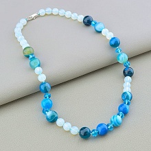 картинка Бусы 'SUNSTONES' Агат Лунный камень Чешский хрусталь 48 см от магазина Wolves