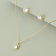 картинка Подвеска+Серьги 'Saiya' Фианит 41 см (позолота 18к (лимонная)) от магазина Wolves