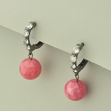 картинка Серьги 'SUNSTONES' Клубничный кварц  (хром) от магазина Wolves