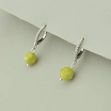 картинка Серьги 'SUNSTONES' камень Жадеит  (родий) от магазина Wolves