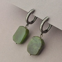 картинка Серьги 'SUNSTONES' Жадеит (хром) от магазина Wolves