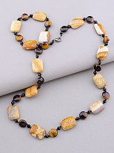 картинка Бусы 'SUNSTONES' Яшма Тигровый глаз Чешский хрусталь 62 см от магазина Wolves