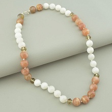 картинка Бусы 'SUNSTONES' Солнечный камень Лунный камень Чешский хрусталь 49 см от магазина Wolves