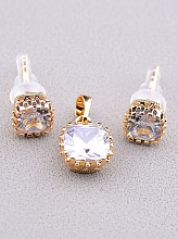 картинка Серьги+Кулон 'XUPING' Фианит  (позолота 18к) от магазина Wolves