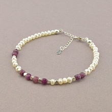 картинка Браслет 'SUNSTONES' Рубин Серебро(925) 19 см от магазина Wolves