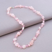 картинка Бусы 'SUNSTONES' Розовый кварц Чешский хрусталь 59 см от магазина Wolves