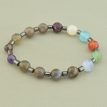 картинка Браслет из самоцветов, разноцветный на резинке 'SUNSTONES' 17 см от магазина Wolves