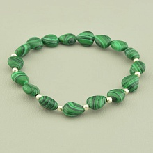 картинка Браслет металлический с малахитом 'SUNSTONES' 17 см от магазина Wolves