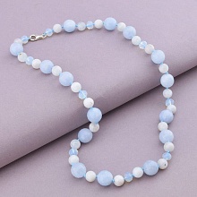 картинка Бусы 'SUNSTONES' Аквамарин Лунный камень Чешский хрусталь 51 см от магазина Wolves