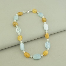 картинка Бусы 'SUNSTONES' Аквамарин Цитрин 42 см от магазина Wolves