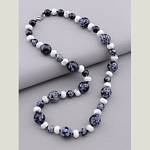 картинка Бусы 'SUNSTONES' Обсидиан Кахолонг 47 см от магазина Wolves