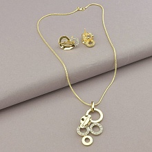 картинка Подвеска+Серьги Фианит 45 см (позолота 14k (лимонная)) от магазина Wolves