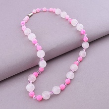 картинка Бусы 'SUNSTONES' Агат Розовый кварц Чешский хрусталь 51 см от магазина Wolves