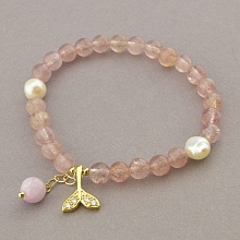 картинка Браслет 'Fashion' Клубничный кварц Жемчуг 17 см от магазина Wolves