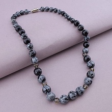 картинка Бусы 'SUNSTONES' Обсидиан Чешский хрусталь 48 см от магазина Wolves