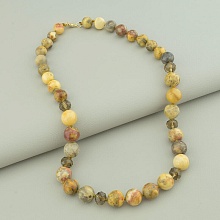 картинка Бусы 'SUNSTONES' Яшма Чешский хрусталь 47 см от магазина Wolves