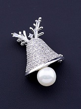 картинка Брошь Фианит 40х25 (родий) от магазина Wolves