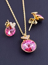 картинка Подвеска+Серьги 'XUPING' Swarovski 40 см (позолота 18к) от магазина Wolves