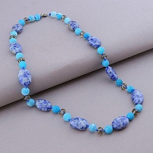 картинка Бусы 'SUNSTONES' Агат Содалит Чешский хрусталь 50 см от магазина Wolves