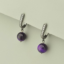 картинка Серьги 'SUNSTONES' Кошачий глаз  (хром) от магазина Wolves