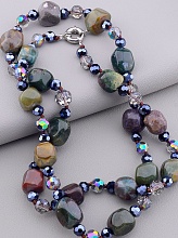 картинка Бусы Яшма Чешский хрусталь 95 см от магазина Wolves