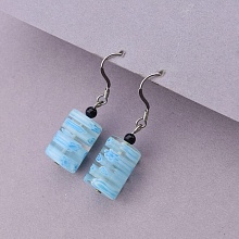 картинка Серьги из стали с муранским стеклом, голубые, петля 'SUNSTONES' от магазина Wolves