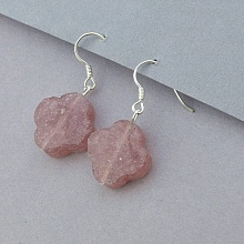 картинка Серьги 'SUNSTONES' Клубничный кварц Серебро(925) от магазина Wolves