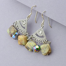 картинка Серьги Яшма Чешский хрусталь от магазина Wolves