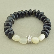 картинка Браслет 'SUNSTONES' Соколиный глаз Лунный камень 18 см от магазина Wolves