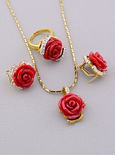 картинка Подвеска+Серьги+Кольцо 'Abella' Сrystal Полимерная глина 46 см от магазина Wolves