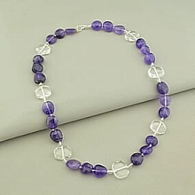 картинка Бусы 'SUNSTONES' Горный хрусталь Аметист 53 см от магазина Wolves