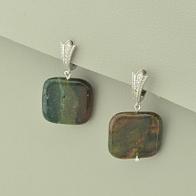 картинка Серьги 'SUNSTONES' Яшма  (родий) от магазина Wolves