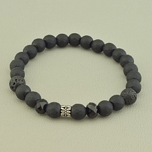 картинка Браслет 'SUNSTONES' Лава Шунгит Чешский хрусталь 19 см от магазина Wolves