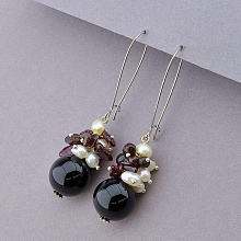 картинка Серьги Агат Гранат Жемчуг от магазина Wolves