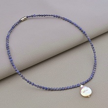 картинка Подвеска 'SUNSTONES' Сапфир Жемчуг 38 см от магазина Wolves