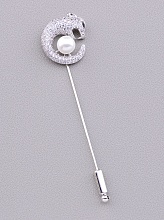 картинка Брошь Фианит 82х20 (родий) от магазина Wolves