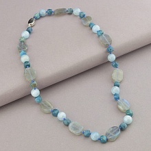 картинка Бусы 'SUNSTONES' Лабрадор Аквамарин Апатит 54 см от магазина Wolves