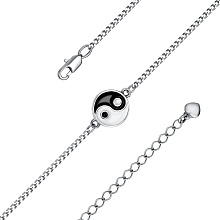 картинка Браслет бижутерия Инь-Ян белая и черная эмаль серебрение с оксидированием от магазина Wolves