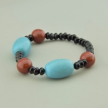 картинка Браслет 'SUNSTONES' Яшма Агат Бирюза 19 см от магазина Wolves